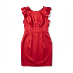 Adrianna Papell Vibrant Red backless body-con satin women's mini dress size 6